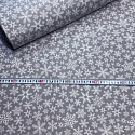 Tkanina bawełniana świąteczna wzór białe śnieżynki na szarym tle
