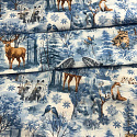 Christmas cotton fabric, by the meter, width 160 cm, pattern Nature Blue on White