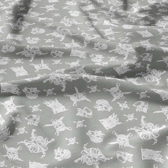 Tissu en coton uni au mètre, 125 g/m², largeur 160 cm, Crânes gris