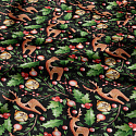 Tissus en coton de Noël au mètre, 160 cm motif Cerf sur noir