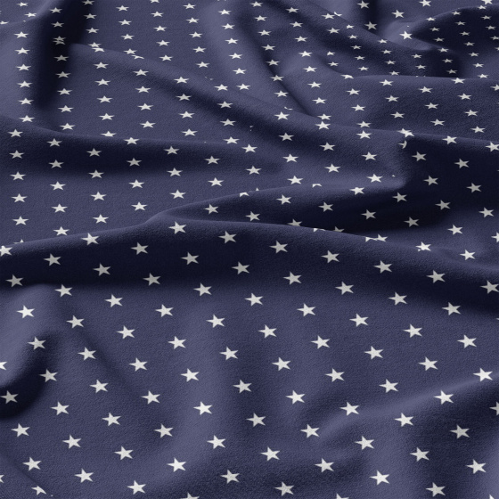 Tissu coton au mètre, 125 g/m², largeur 160 cm, imprimé Etoiles bleu marine   