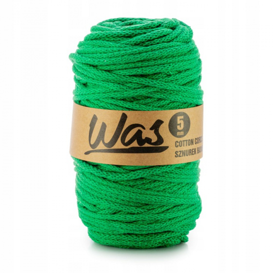 Cordons tressé coton 5 mm, 100 m,  couleur verte 220