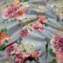 Tissu en coton au mètre, 125 g/m², largeur 160 cm, imprimé à fleurs sur fond gris