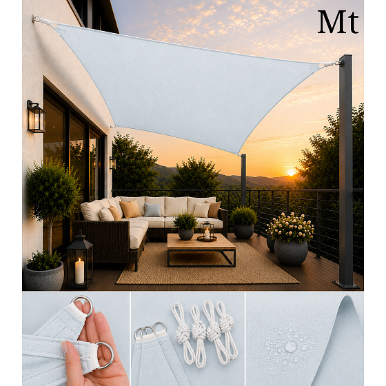 Voile d’ombrage rectangulaire 3x2 m, Oxford 165 g/m², protection contre le soleil avec protection UV, bleu