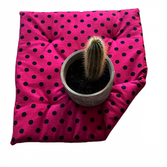 Coussin d'assise 40x40x2cm Pois Noir sur Amarante