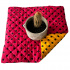 Coussin d'assise 40x40x2cm Pois Noir sur Rouge et Jaune