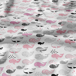 Tissu coton au métre imprimé Baleine rose Tissu coton au métre imprimé Baleine rose