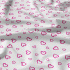 Tissu coton au métre couleur blanche, coeurs Rose