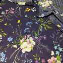 Tissu coton Fleurs sur Bleu marine