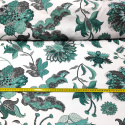 Tkanina bawełniana wzór  Powiew Zielony na białym tle-222