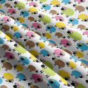 Tissu coton au métre imprimé Moutons rose couleur blanche