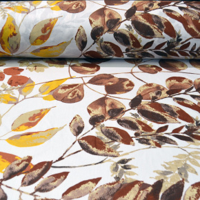 Tissu en coton au mètre, 125 g/m², largeur 160 cm, imprimé à fleurs sur fond blanc Tissu en coton au mètre, 125 g/m², largeur 160 cm, imprimé à fleurs sur fond blanc