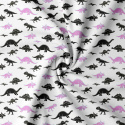 Tissu coton au métre imprimé Dinosaures noir et violet