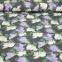 Tissu en coton au mètre, 125 g/m², largeur 160 cm, imprimé à lilas gris sur fond graphite