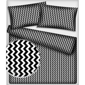 Tissu coton au métre couleur blanche zigzag noir
