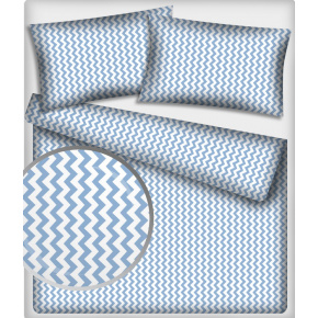 Tissu coton au métre couleur blanche zigzag bleu