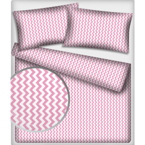 Tissu coton au métre couleur blanche zigzag rose