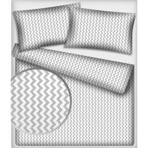 Tissu coton au métre couleur blanche zigzag gris