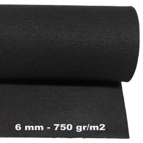 Feutrine technique 6 mm le couleur noir, largeur 150 cm