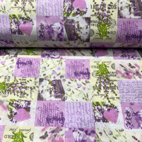 Tissu coton de Fleurs et Lettre couleur Violette