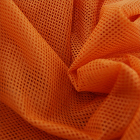 Tissu filet mesh, 100% polyester, couleur orange petite maille 2x2 mm.