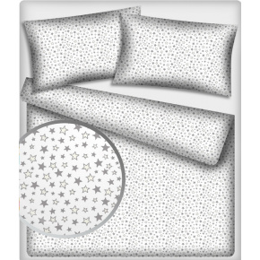 Tissu coton au métre imprimé Etoiles mini gris-blanche 392